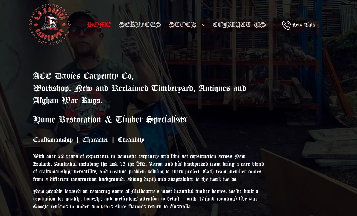 ACE Davies old homepage
