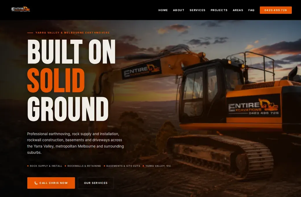 entireexcavations.com.au on a laptop