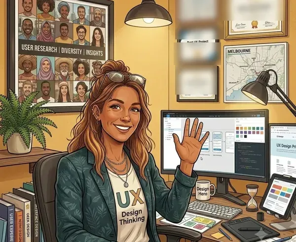 Rosie, Web design and UX at 5 Star Tradie (illustration)